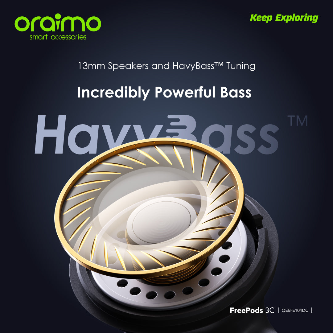 Oraimo FreePods 3C ENC Playtime True Wireless Earbuds- White- warranty 365 days - ضمان سنه الوكيل المحلي
