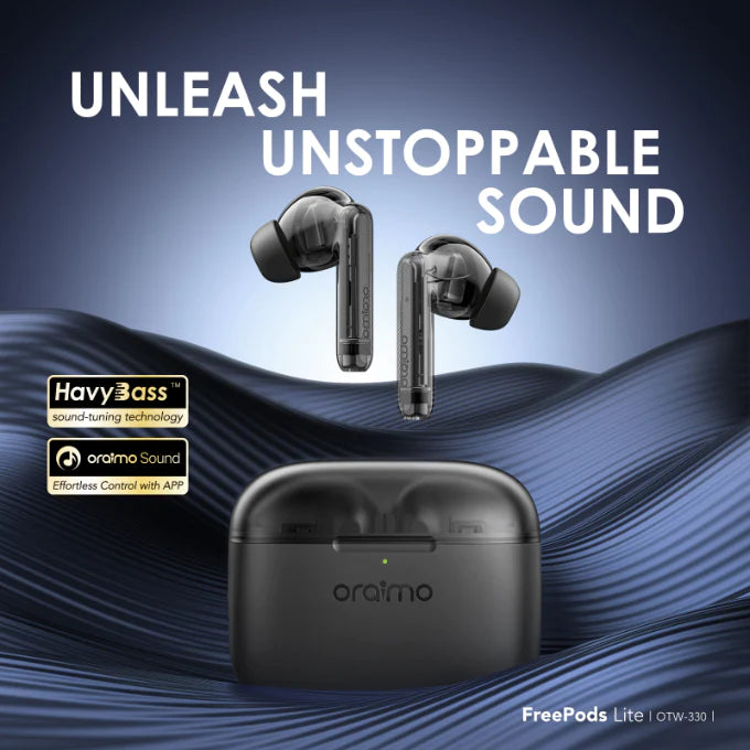 Oraimo FreePods Lite W330 - True Wireless Earbuds IPX5-Water Resistant, with 2 Mics - ضمان سنه من الوكيل