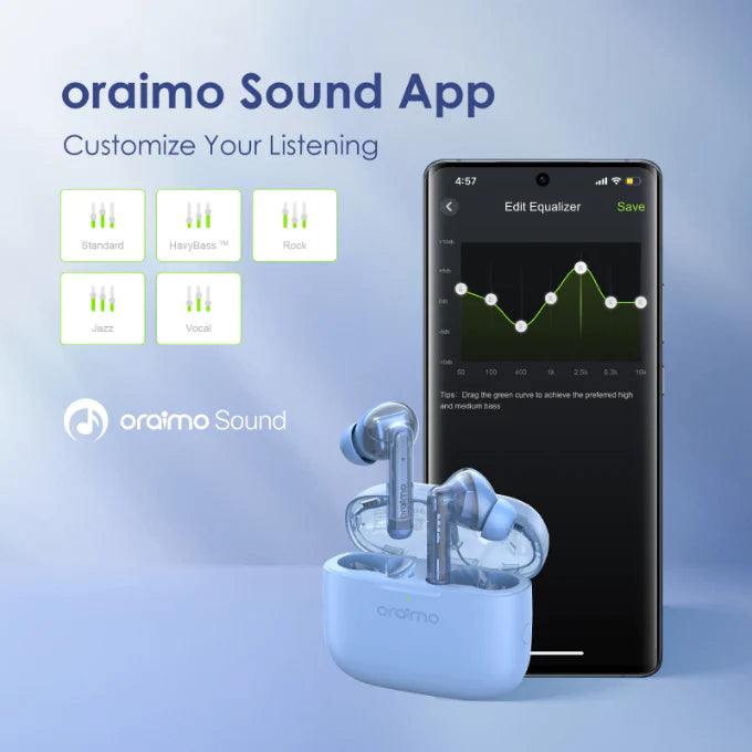 Oraimo FreePods Lite W330 - True Wireless Earbuds IPX5-Water Resistant, with 2 Mics - ضمان سنه من الوكيل