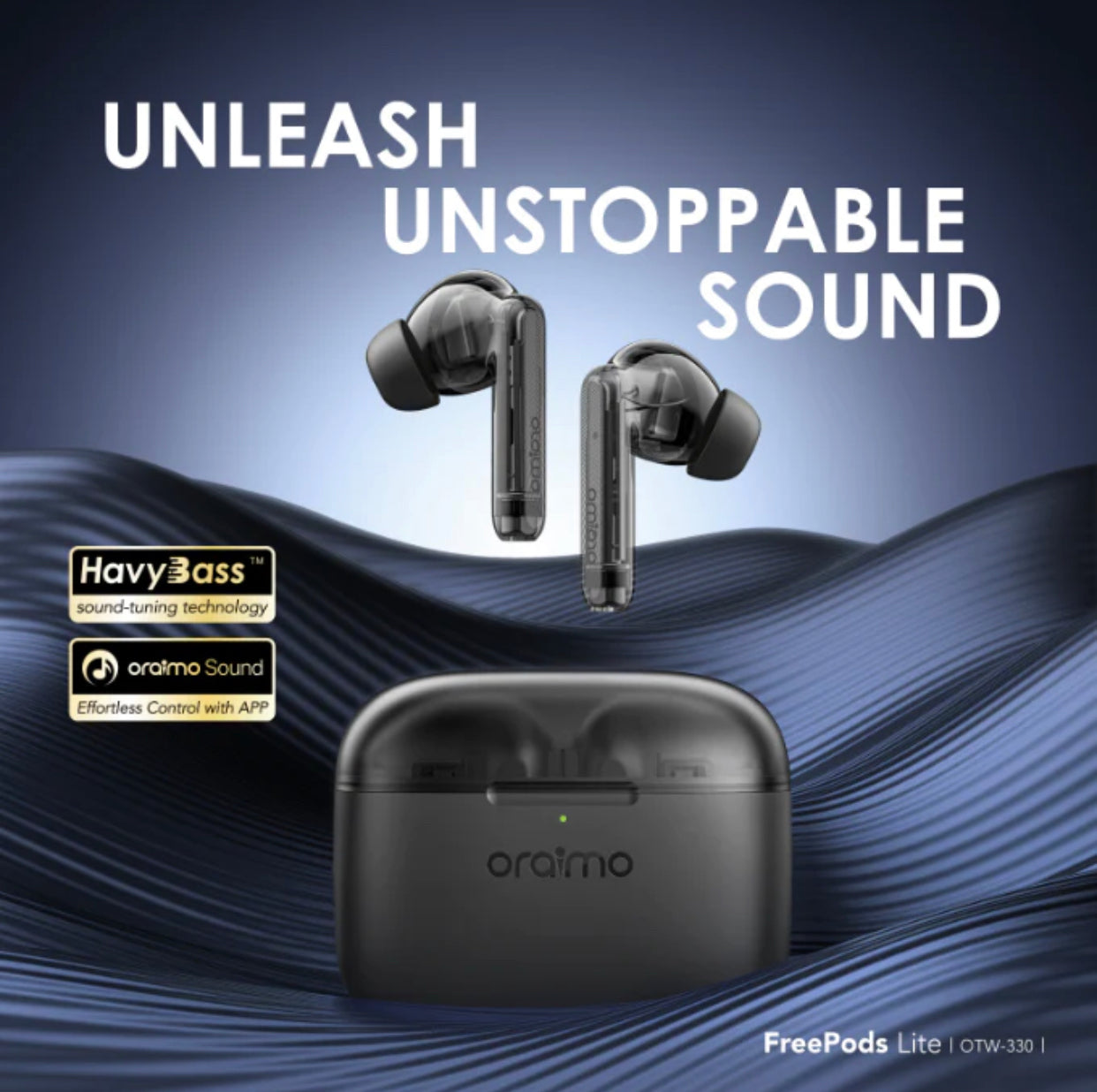 Oraimo freepods Lite W-330 Wireless Earbuds - 40H Playtime - Black