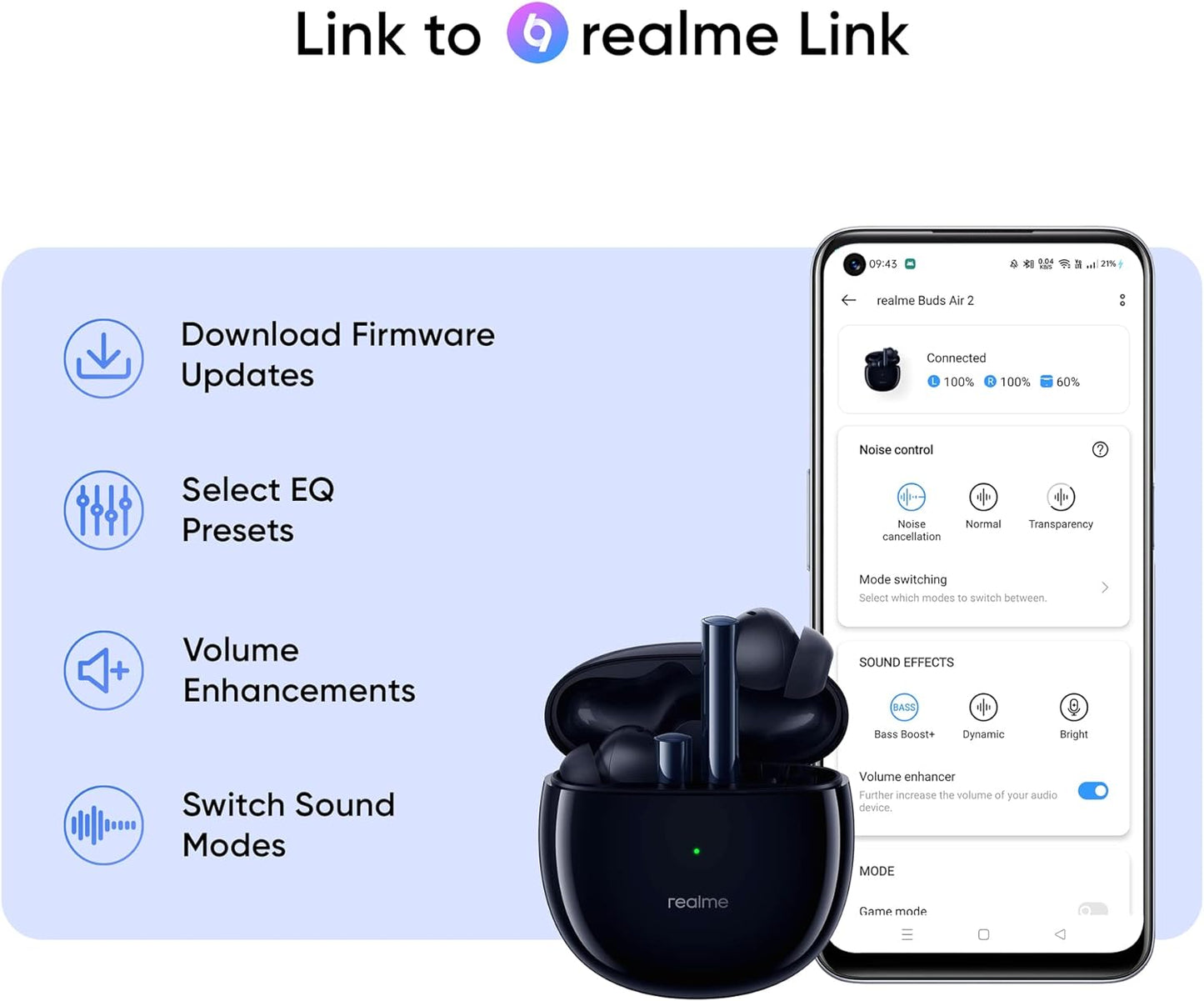 Realme Buds air 2 Earbuds Black - Global Version
