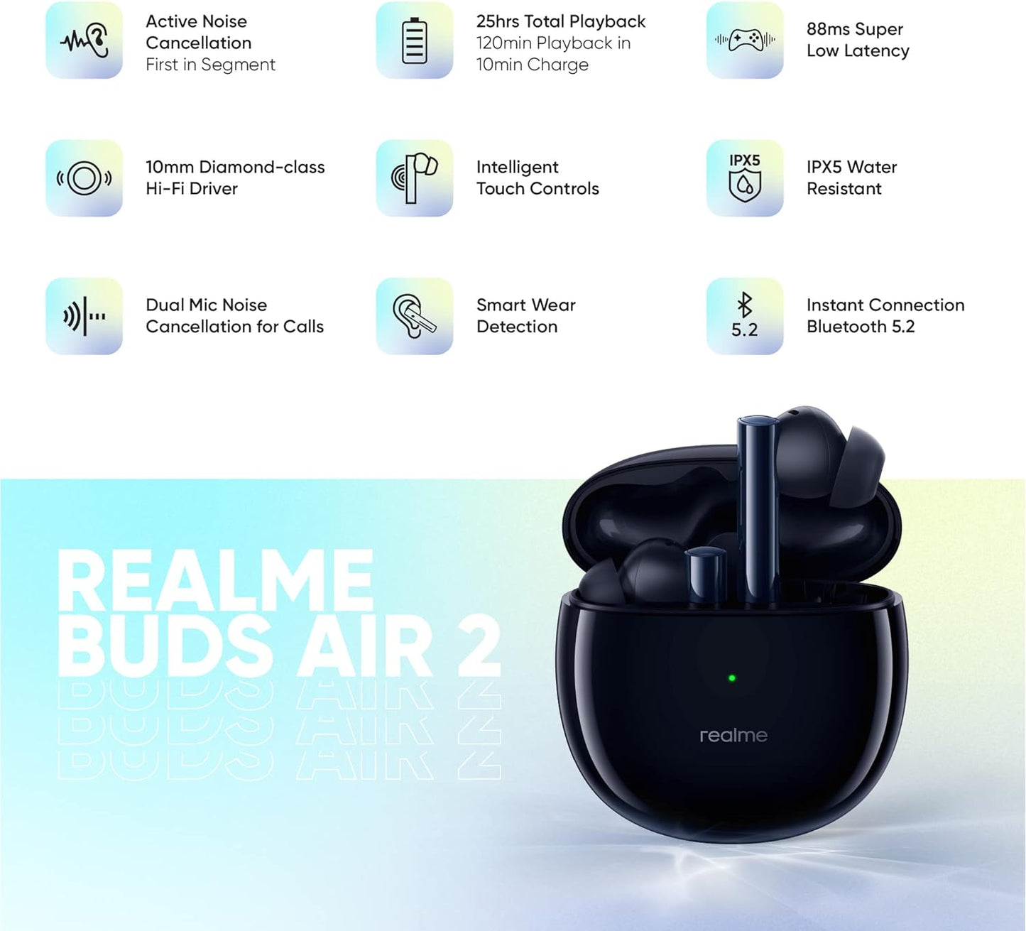 Realme Buds air 2 Earbuds Black - Global Version
