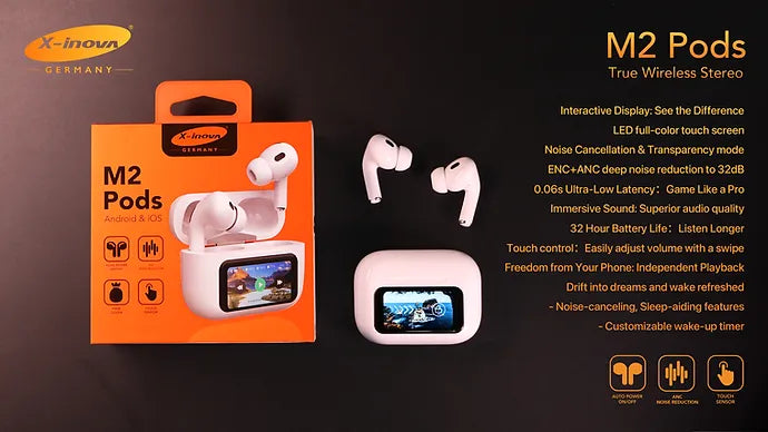 ( عرض العيد - ينتهي في 2 ابريل) سماعة ايربودز بشاشة تاتش Touch Screen Bluetooth Headset With Screen TWS -M2 Pods|X-INOVA