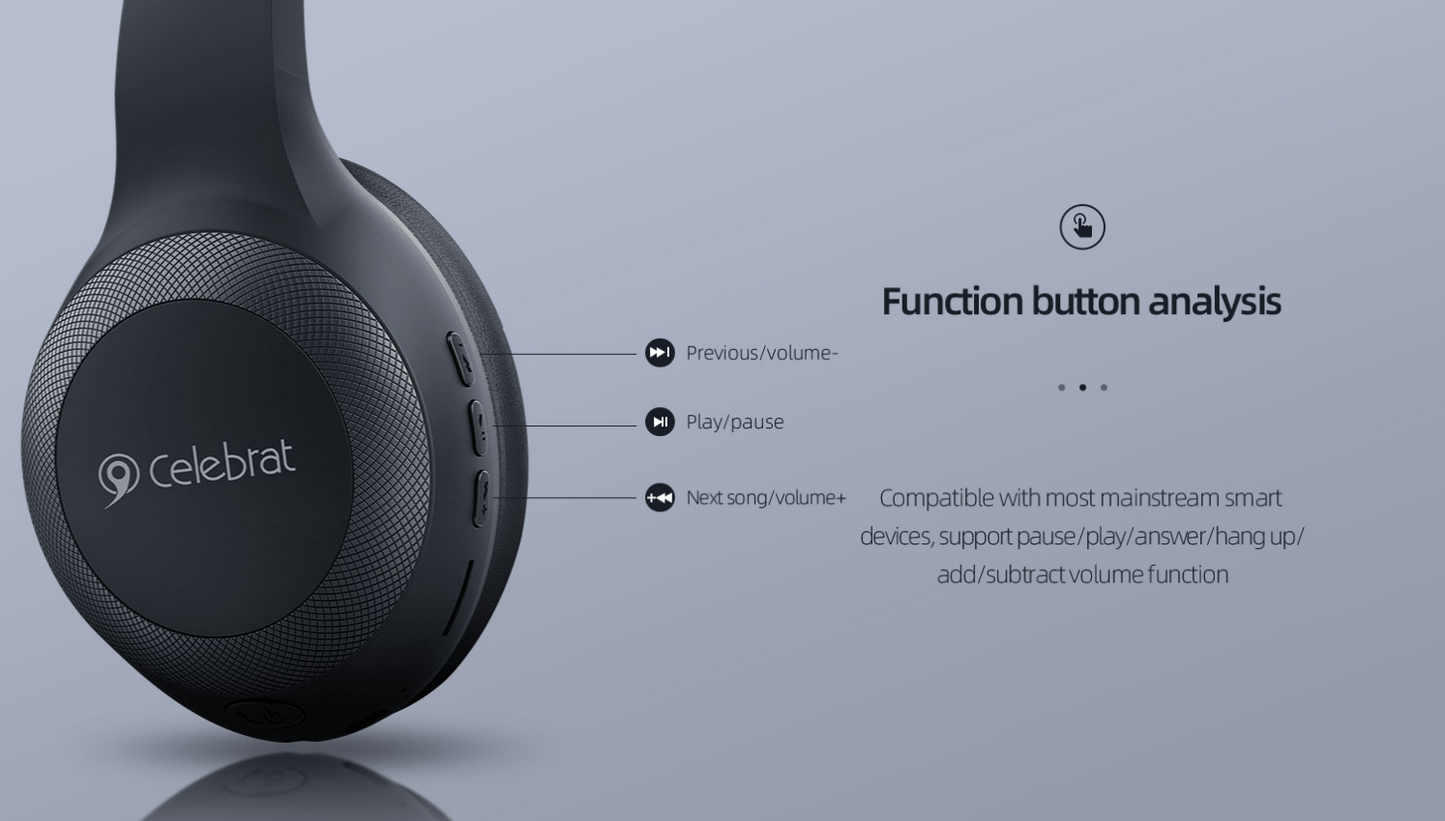 Celebrat A23 Scalable Design Over-Ear Wired/Wireless Earphone - Black