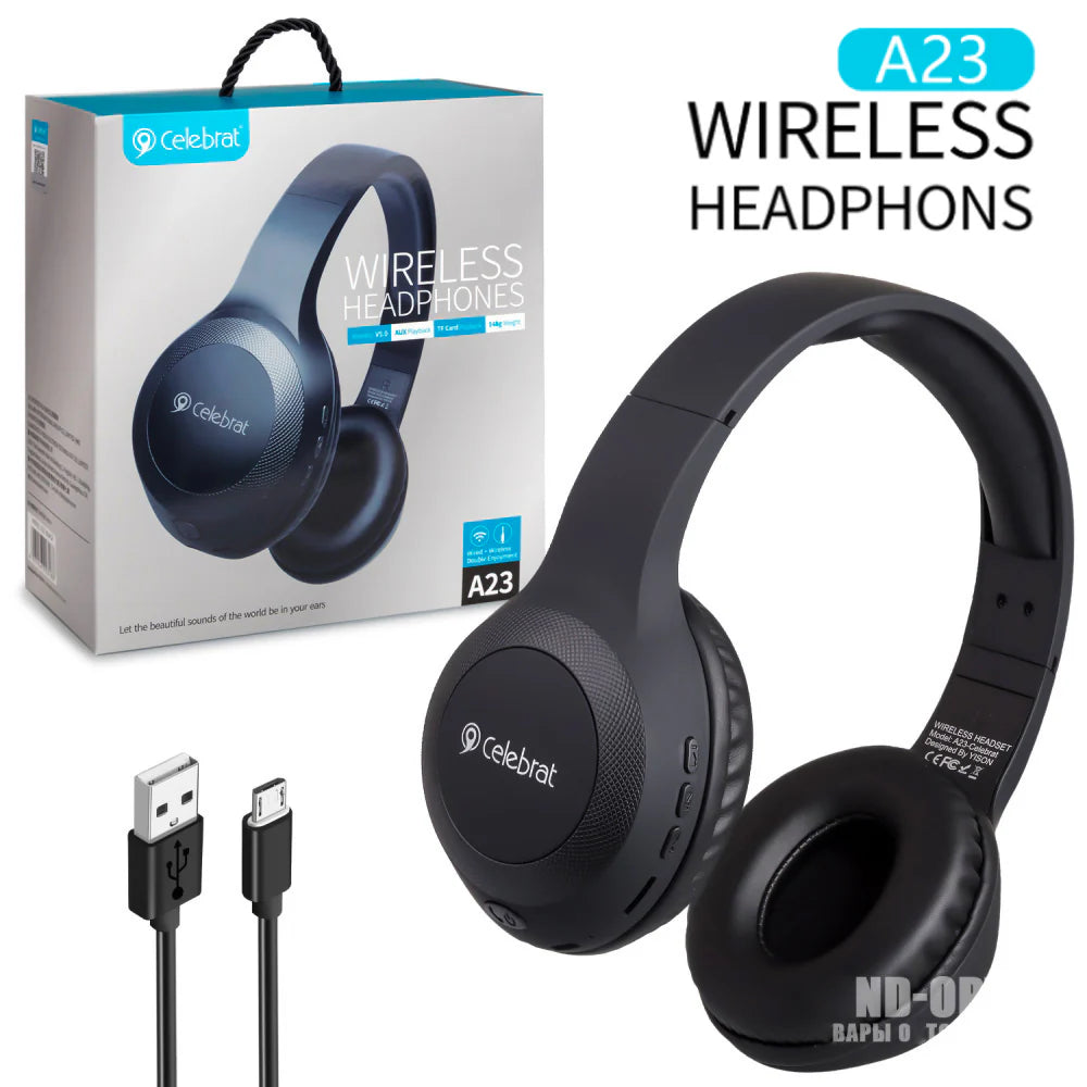 Celebrat A23 Scalable Design Over-Ear Wired/Wireless Earphone - Black
