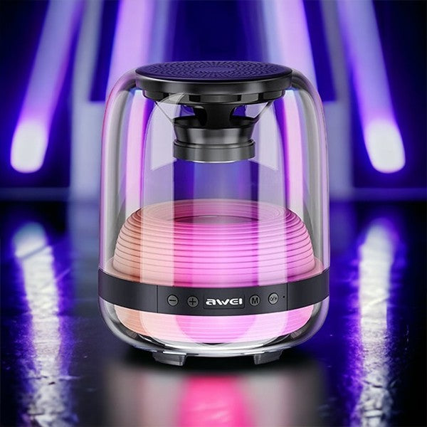 Awei Y386 Bluetooth 5.1 Mini Speaker Colorful LED Subwoofer HiFi Sound Box Portable MP3 Music Sound Column For PC Smartphone - Local Warranty