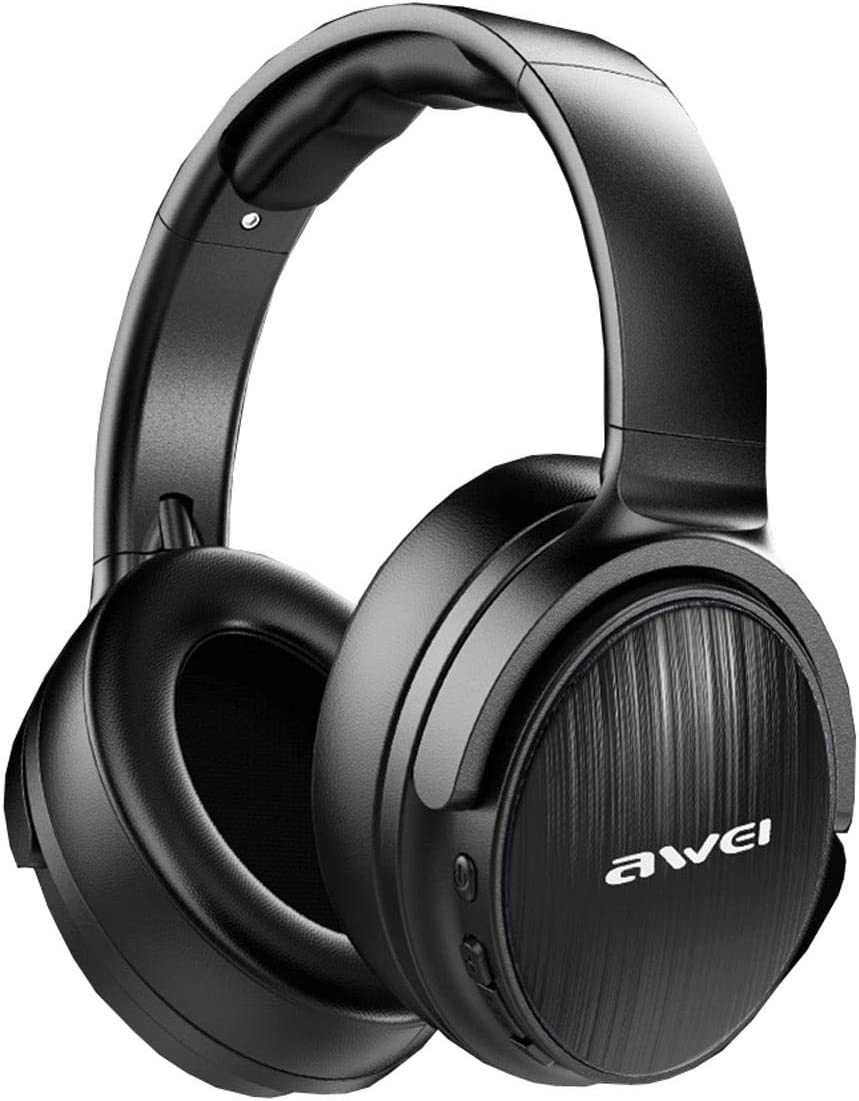 AWEI A780BL Bluetooth 5.1 Earphone Wireless Headphone With Microphone Deep Bass Gaming Headset IPX5 Waterproof For Smartphone with 3.5mm aux Jack - Black