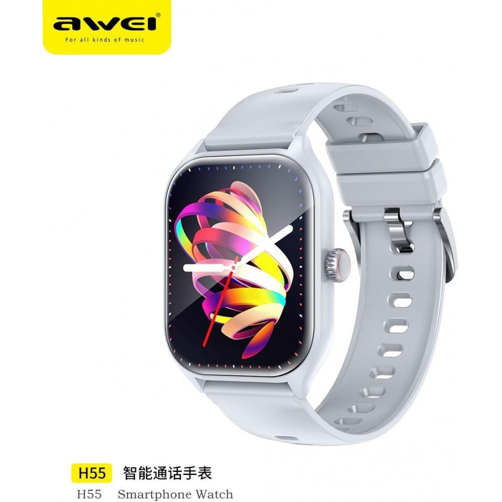 Awei H55 Multifunctional Smart Watch (Men/Women) Fitness Sports Bracelet Compatible with Android iOS- Silver - Local Warranty 6 Months (HOT OFFER)
