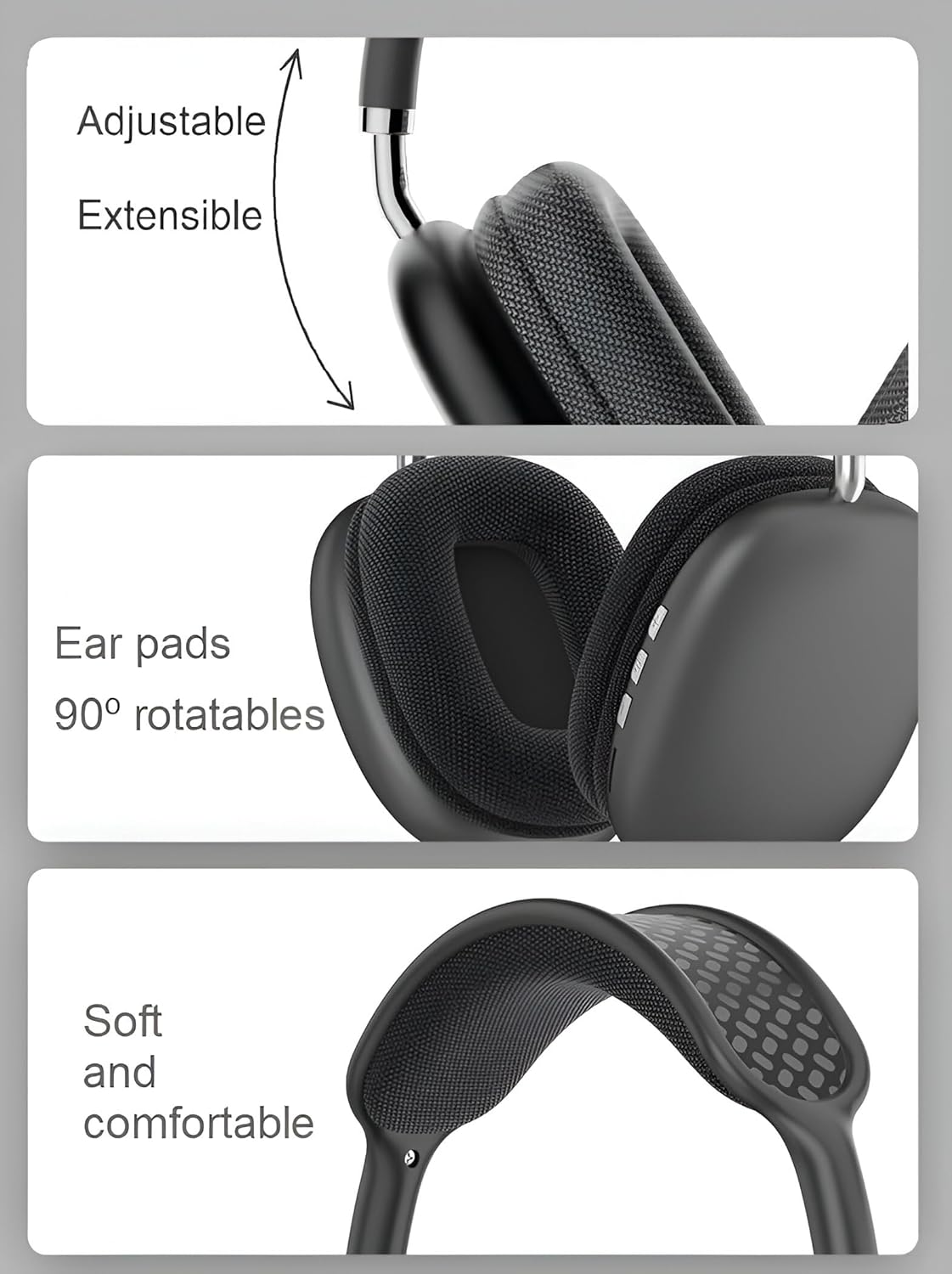 Wireless Headphone, High Pro MAX - | Built-in Microphone, Powerful Stereo Sound - Black