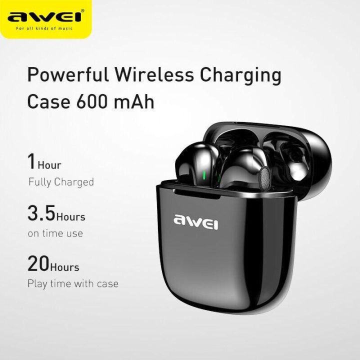 Awei T26 Pro TWS In-Ear Earbuds Bluetooth Earphones Smart Touch With Charging Case Long Battery Life Extra Bass Headset