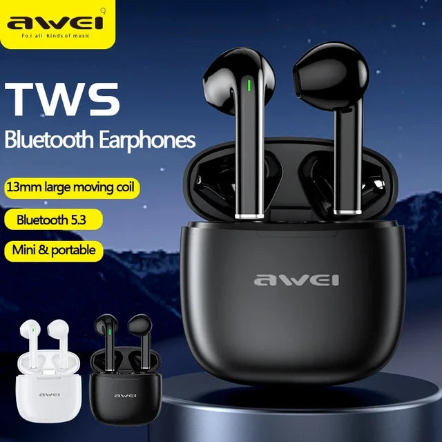 Awei T26 Pro TWS In-Ear Earbuds Bluetooth Earphones Smart Touch With Charging Case Long Battery Life Extra Bass Headset