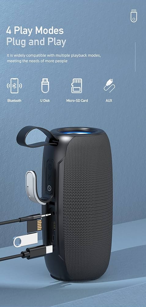 Awei Bluetooth Wireless Speaker Y370 Outdoor Caixa De Som Bluetooth 20W With RGB LED Colorful Flashing Light - Local Warranty - 6 Months