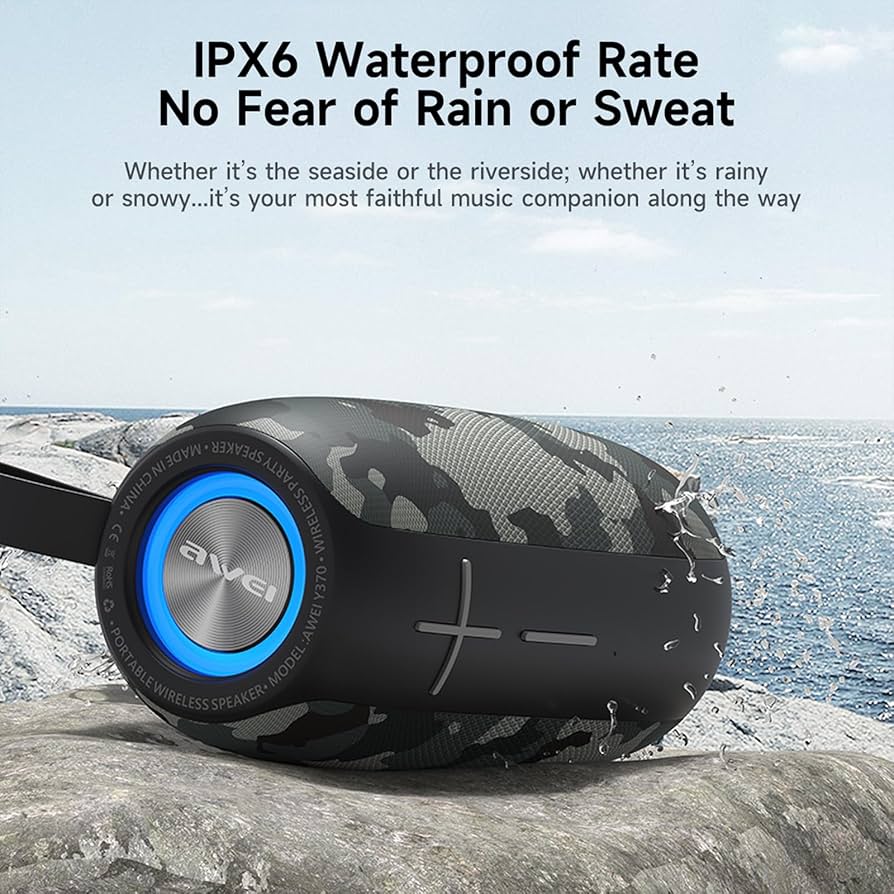 Awei Bluetooth Wireless Speaker Y370 Outdoor Caixa De Som Bluetooth 20W With RGB LED Colorful Flashing Light - Local Warranty - 6 Months