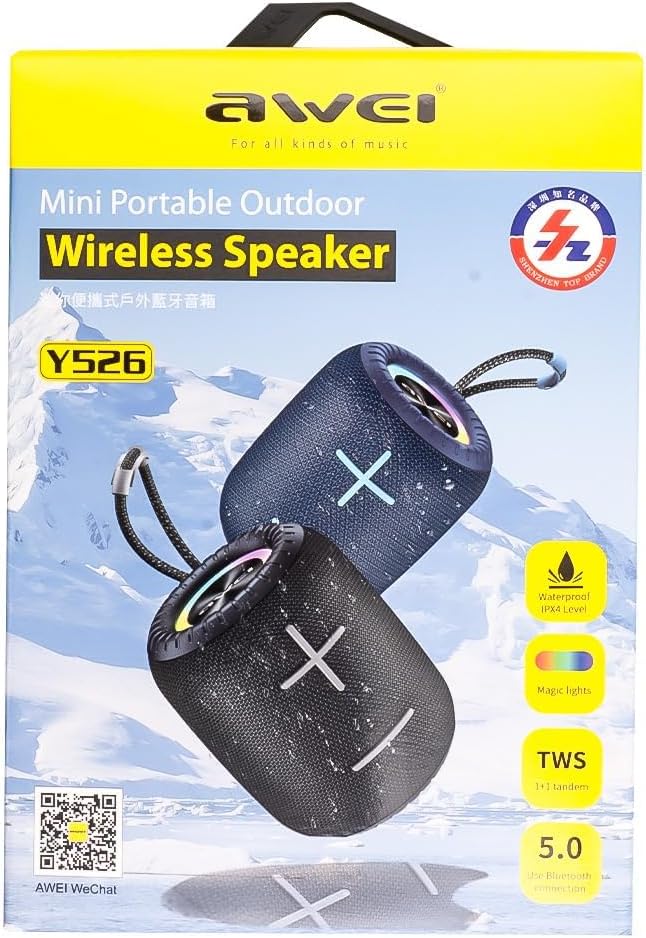 Awei Y526 TWS Wireless Bluetooth Speaker Portable Outdoor Hifi Loudspeaker Waterproof Music Sound Box - Local waaranty - 6 Months