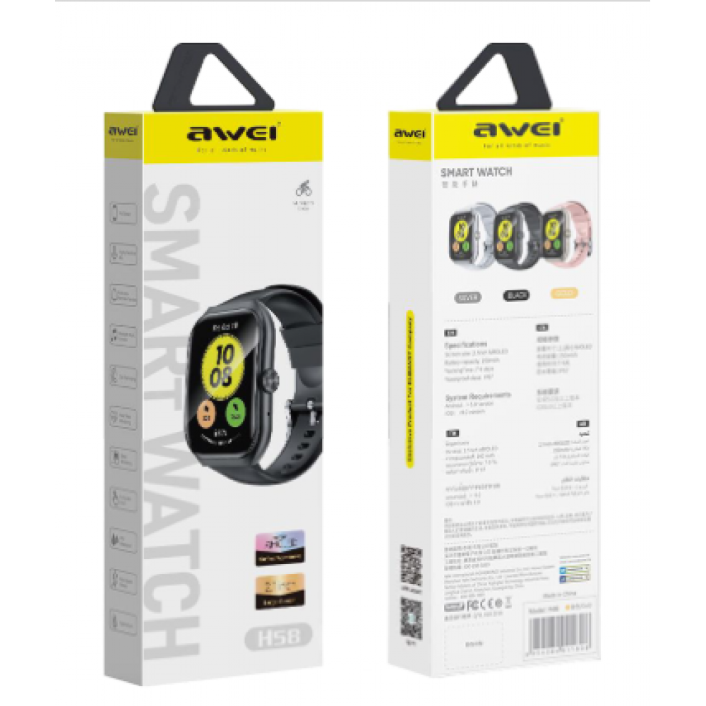 Awei H58 Multifunctional Smart Watch (Men/Women) Fitness Sports Bracelet Compatible with Android iOS- Black - Local Warranty 6 Months