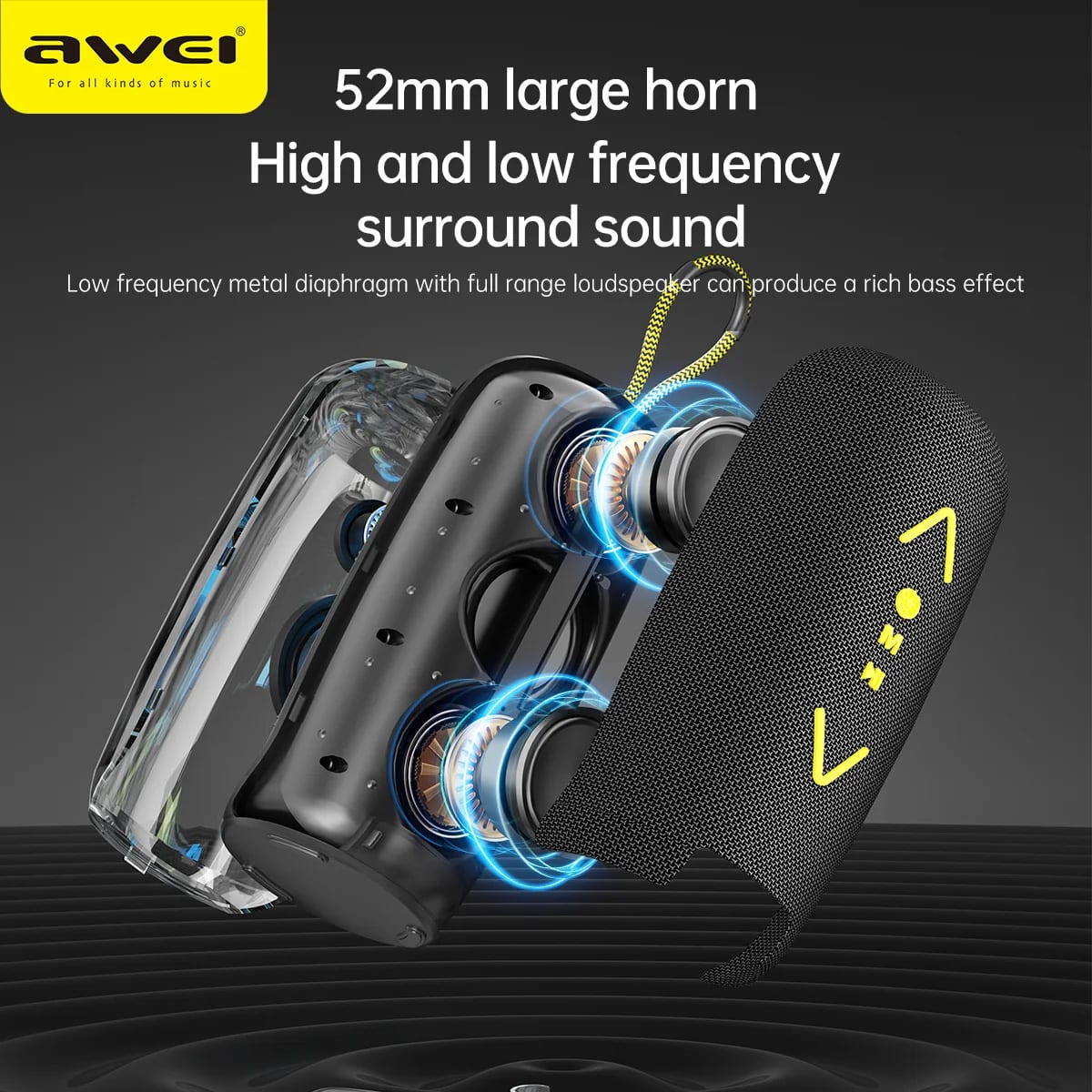 Awei KA35 20W Bluetooth Speaker HIFI Dynamic Lighting Sound Effect Bass Translucent Subwoofer Original Speaker - Local Warranty - 6 Months