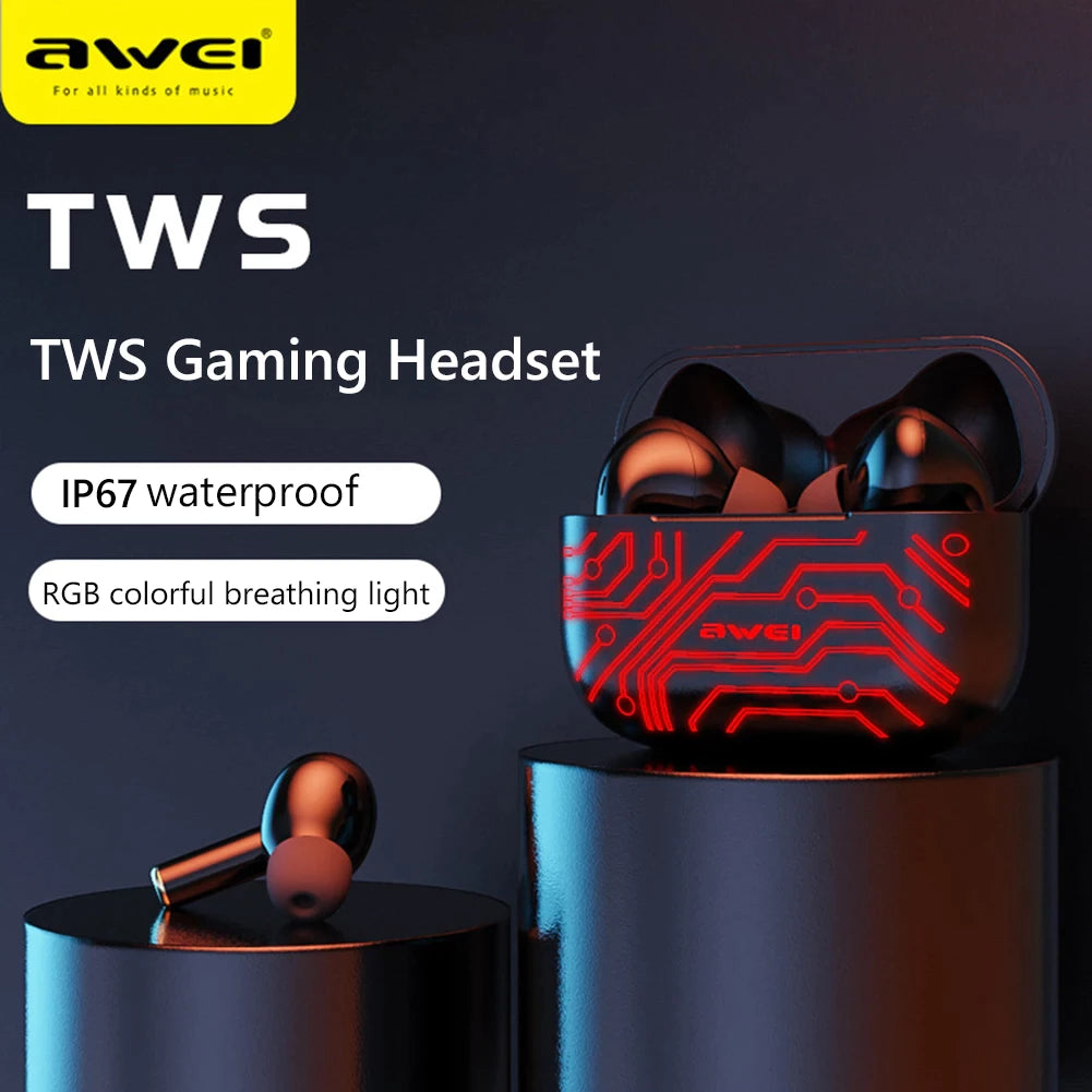 Awei T29 Pro TWS Bluetooth Earbuds In-ear Touch&nbsp; Control, RGB, Gaming, Waterproof IP67