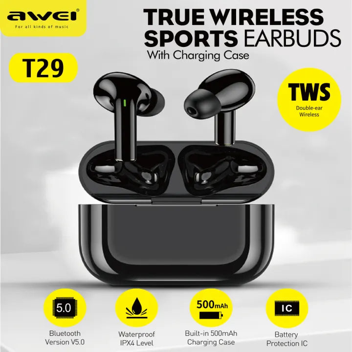 AWEI T29 True Wireless Earbuds TWS Bluetooth 5 ,  Waterproof, Stereo