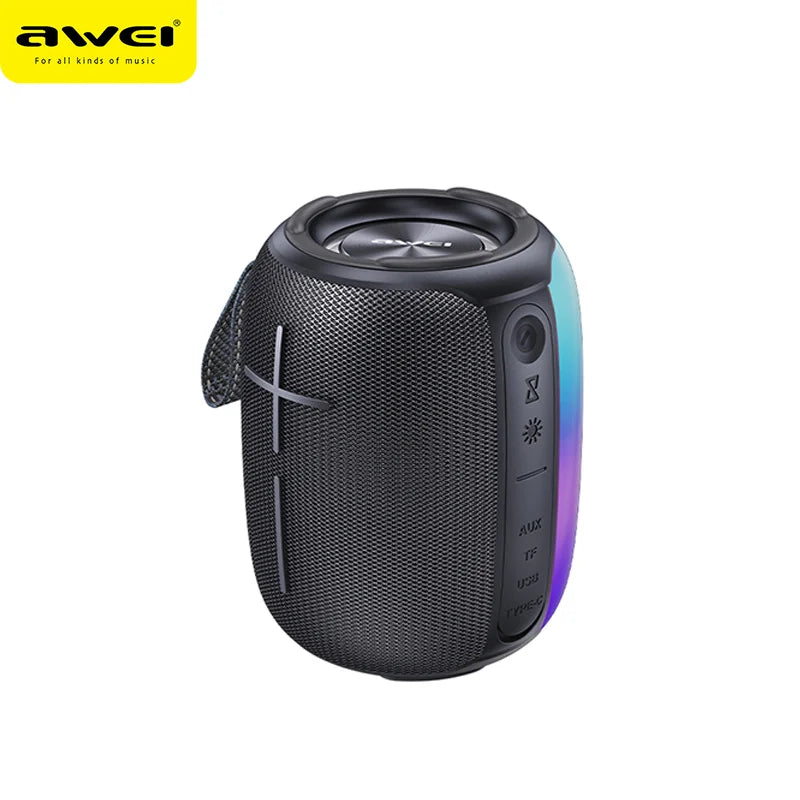 Awei Y525 Bluetooth 5.3 Speaker Portable TWS Hifi Wireless Speaker USB Outdoor Mini Loudspeaker Music RGB Light Playback - Local Warranty - 6 Months